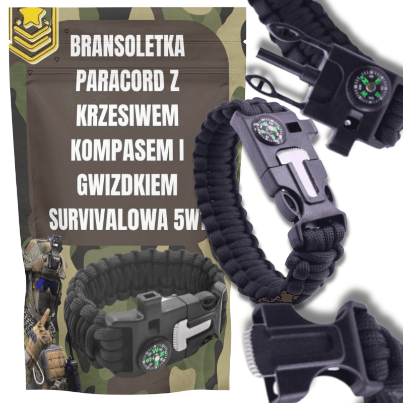 A4_V34 Bransoletka z kompasem surviwal