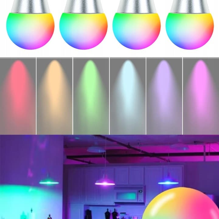 BX16_tds0565_Zestaw żarówek kolorowych LED RGB + piloty - 4 szt.